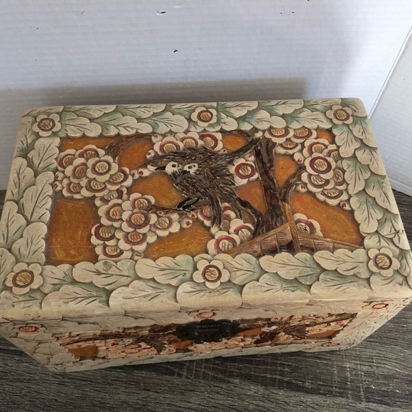Hand Carved Wooden Treasure Box - Picture 16 of 17